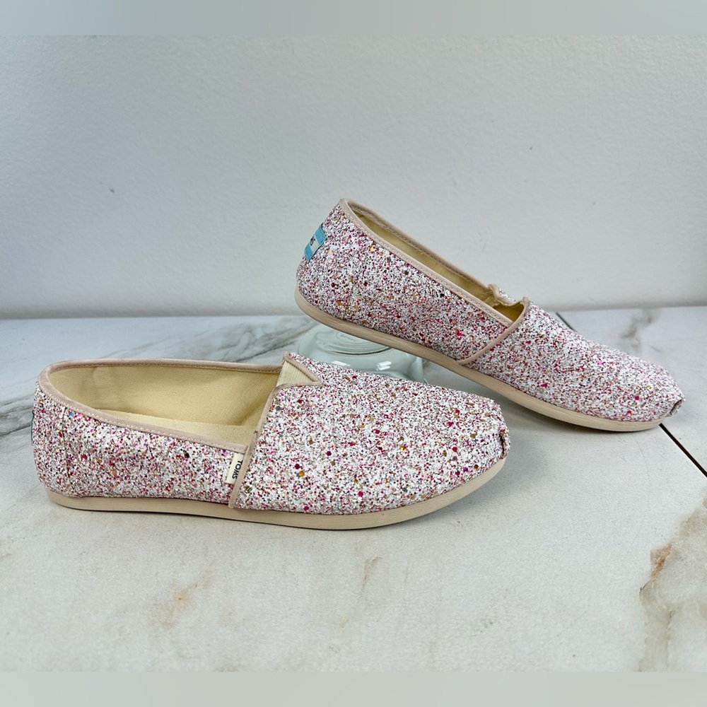 NWOT Toms Alpargata Natural Glitter Slip On Shoes Sneakers Flats Loafers, 8.5 - Picture 4 of 13
